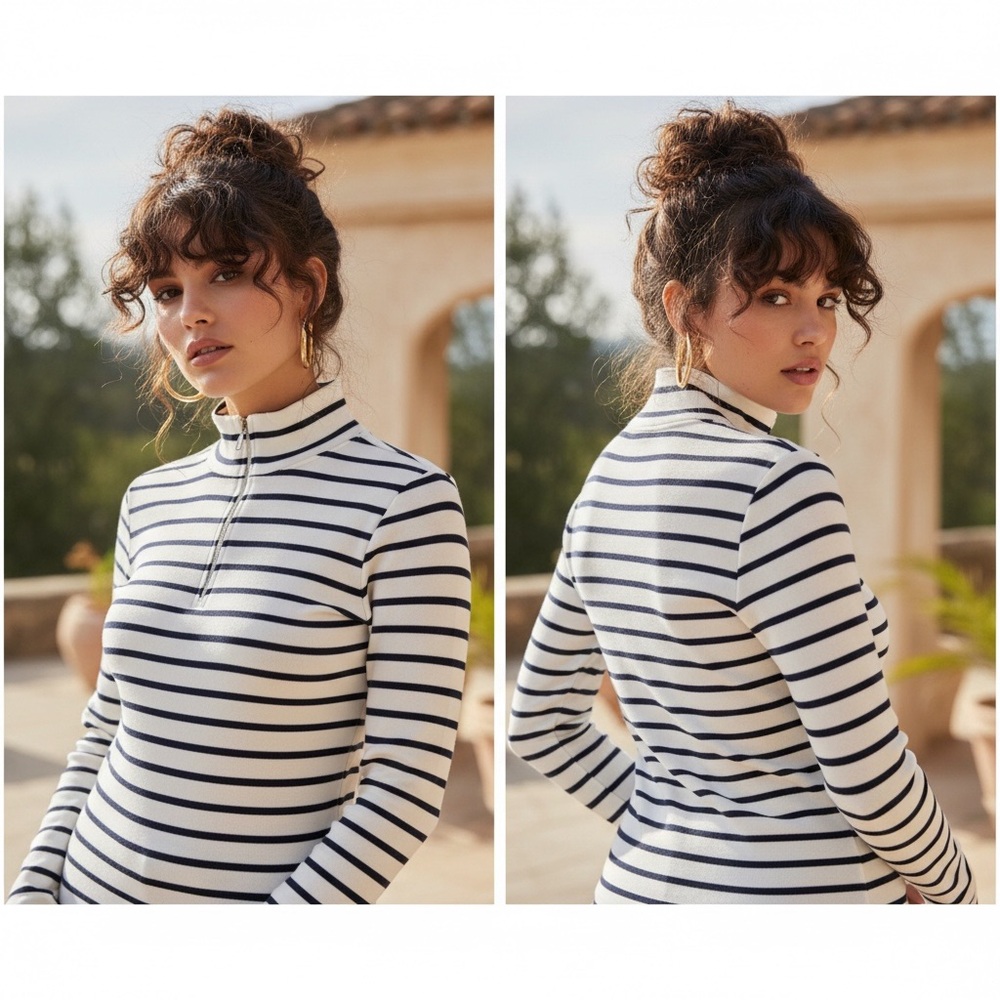 L L Bean turtle neck sweater quarter zip